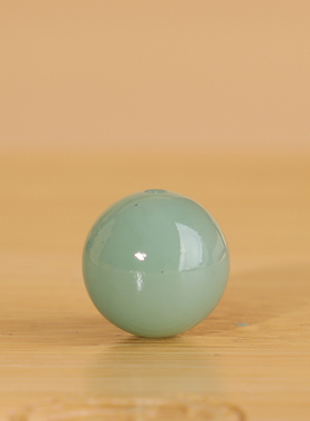 帝廷！正品天然俄料和田玉碧玉粉青圆珠12mmFQ08高品细润微少黑点