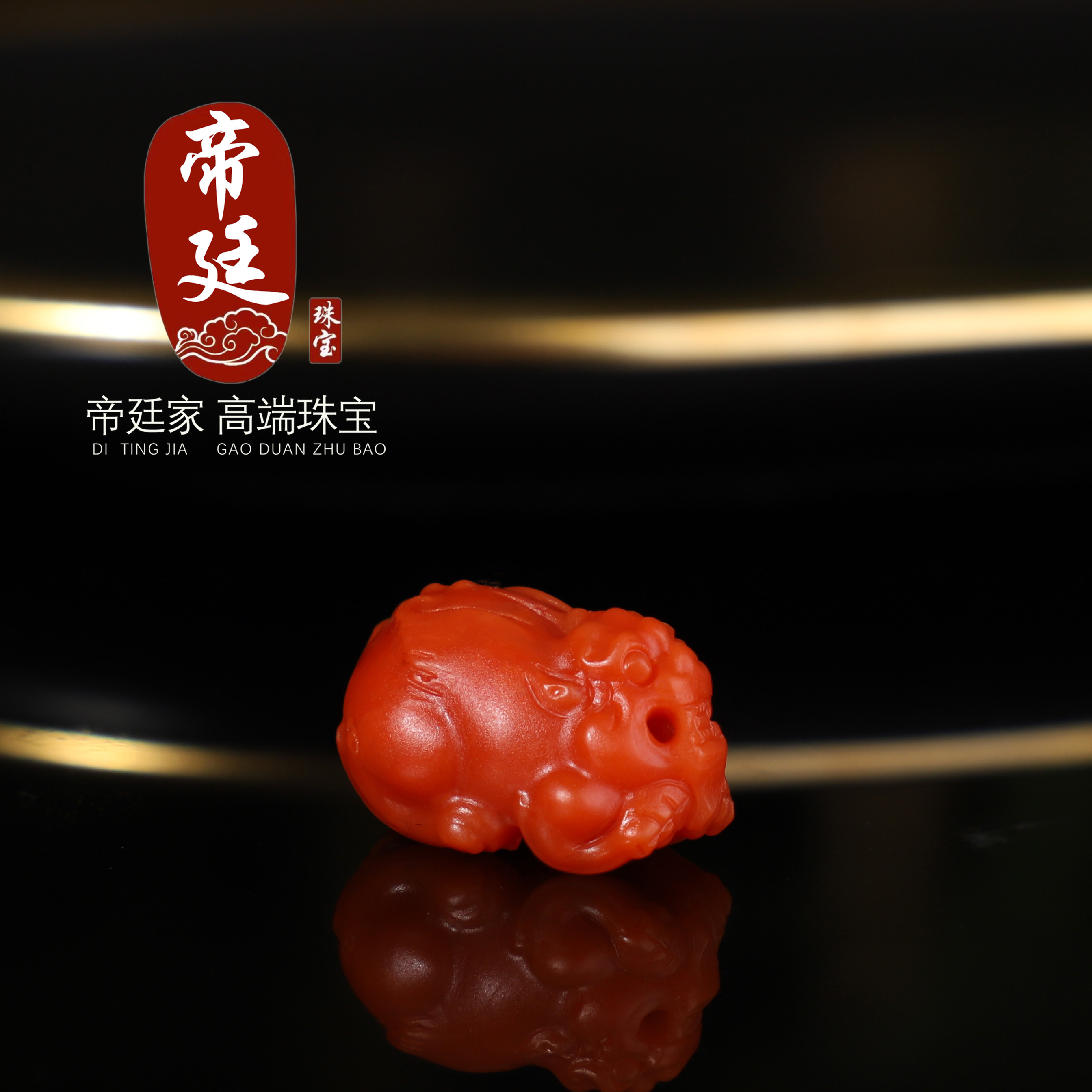 帝廷！正品瓦西南红柿子红貔貅苏工精雕高品满肉满色小滴溜小吊坠