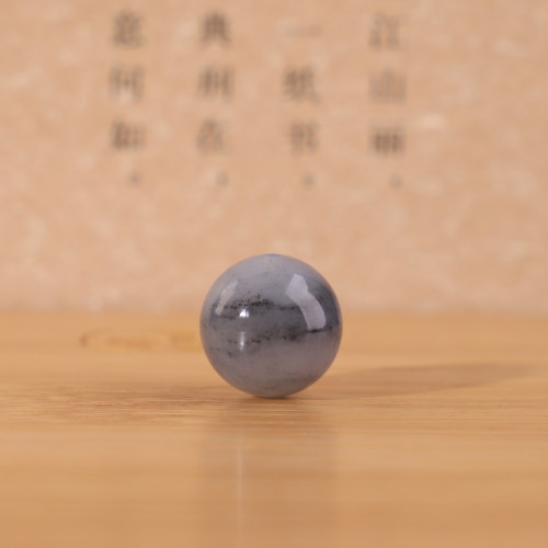新疆和田玉青花圆珠单颗羊脂玉