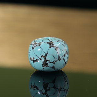 帝廷！原矿正品湖北绿松石老型珠网花纹高品单珠GL78号11.8*9.5mm