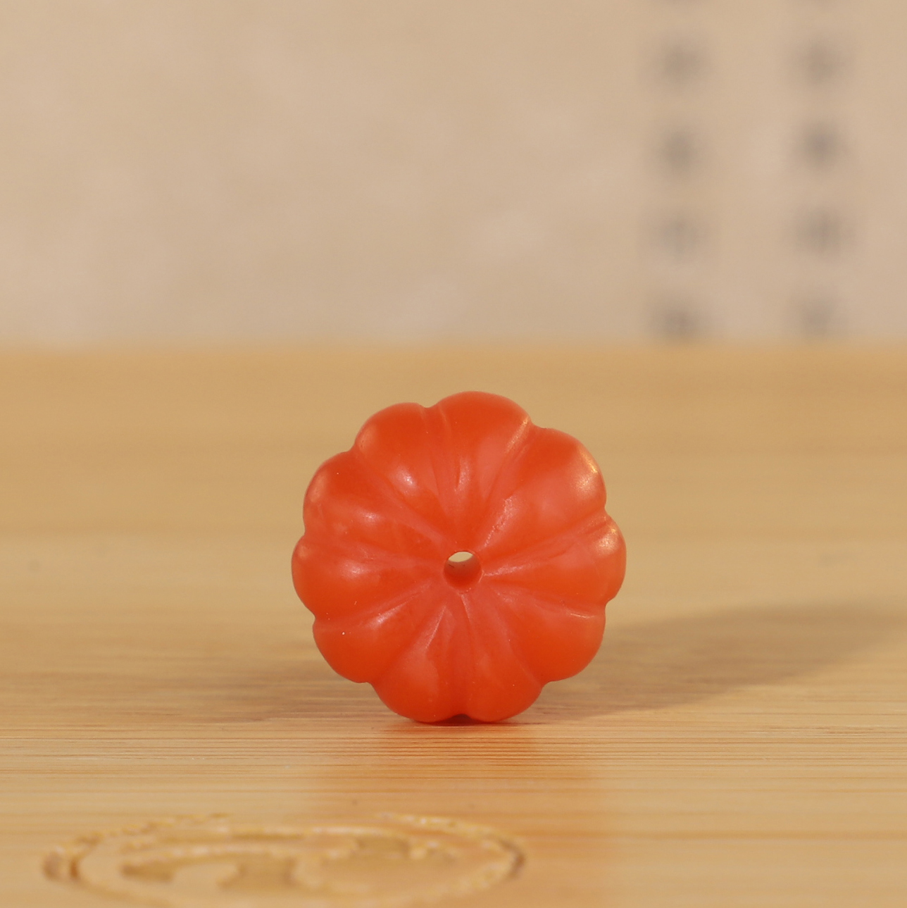 帝廷家！正品保山南红散珠配珠南瓜珠精工精雕柿子红12.8*8.4mm