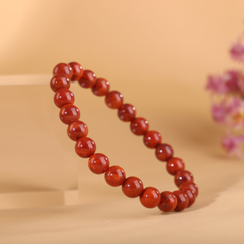 川料凉山南红火焰纹圆珠手串艳红