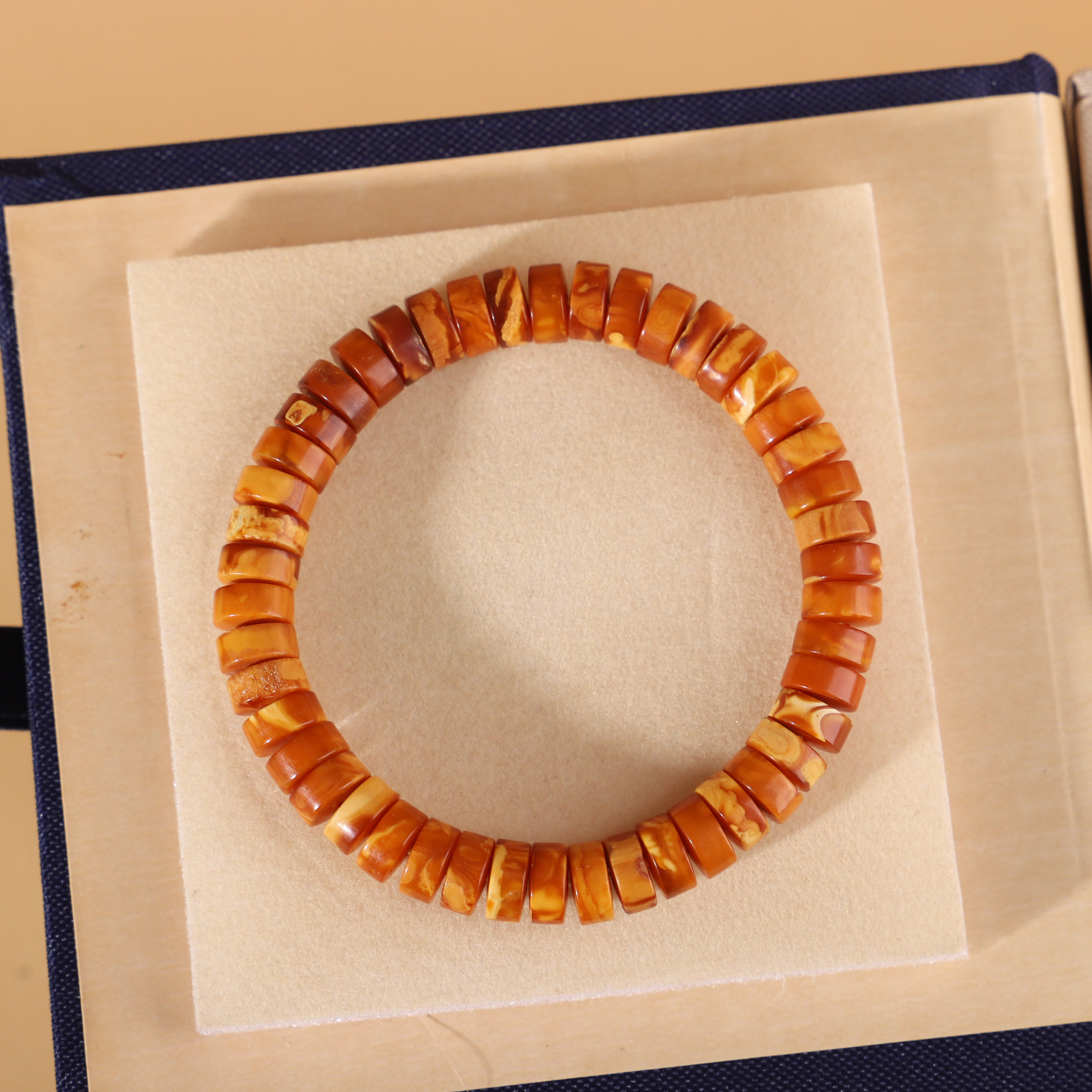 帝廷！正品俄料古董蜡蜜蜡老蜜蜡直切隔珠手链隔片单圈8mmEQ15号