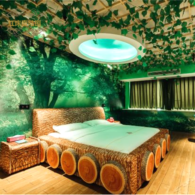 酒店家具水床情趣床民宿床轻奢精品家用公寓电动床主题宾馆树桩床