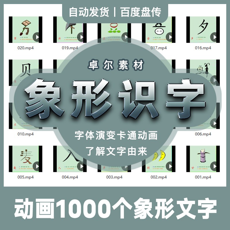 幼儿童小孩学习认识象形中文字汉字演变过程由来早教学动画片视频-封面