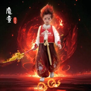 女童汉服哪咤2之魔童闹海同款衣服儿童哪吒服装小男孩cos演出服