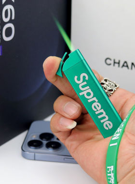 抖音潮牌绿焰打火机ins超薄小巧绿火充气绿色火焰细火机送男友潮