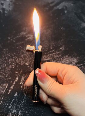 百城网红迷你便捷小巧充气明火打火机细长条创意个性送男友高档潮