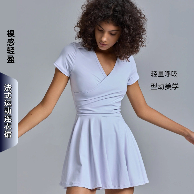 高腰专业网球服短袖羽毛球运动连衣裙户外高尔夫健身速干吸湿排汗