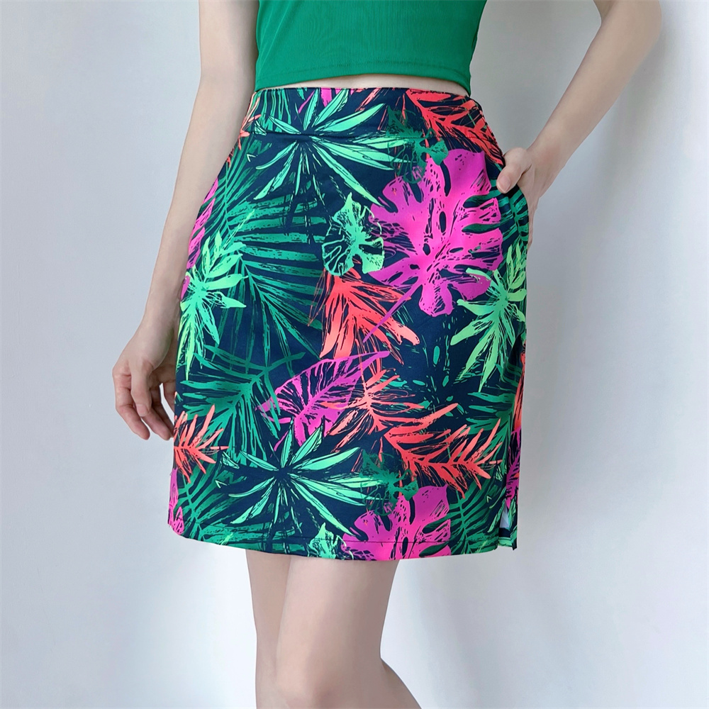 加长高尔夫女半身裙A字裙开叉