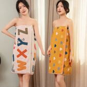 浴巾纯棉女款 可穿家用吸水大人浴裙棉纱洗澡裹巾浴衣浴袍带扣新款