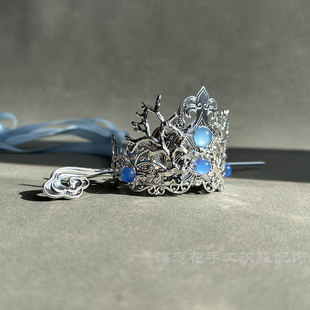 汉服发冠银色男女通用发冠束发汉服发饰魏晋风小冠COS仙侠簪写真