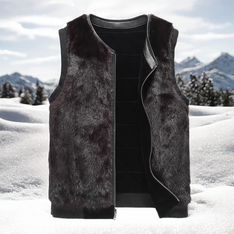 水貂马甲皮毛一体中老年保暖背心