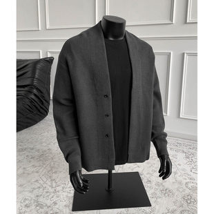 美式复古道袍毛衣开衫外套男春秋款潮牌慵懒高级感老钱风针织衫