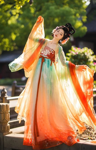 【出租】山海记锦鲤渐变鱼鳞印花裙子渐变大袖衫锦鲤汉服