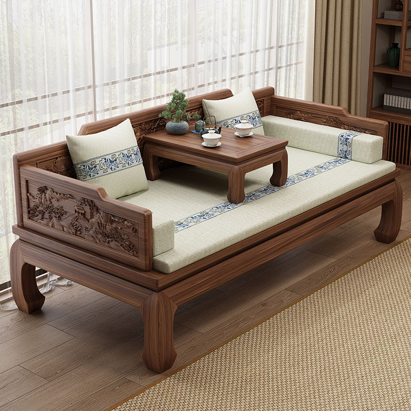 新中式南美胡桃木实木罗汉床两用罗汉榻轻奢禅意炕几明式现代组合