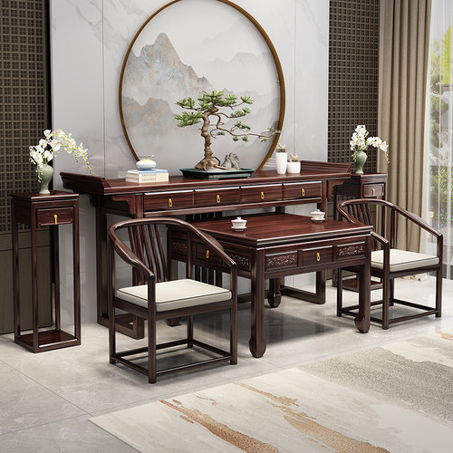 新中式乌金木实木条案供桌