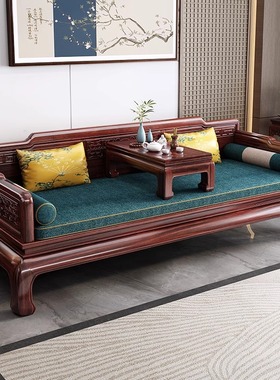 新中式乌金木实木罗汉床两用高端罗汉榻轻奢禅意炕几明式现代组合