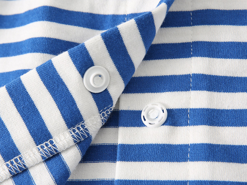 일본산 순면 스트라이프 산모 가정복 산후 중간 길이 긴팔 수유 잠옷 감금복