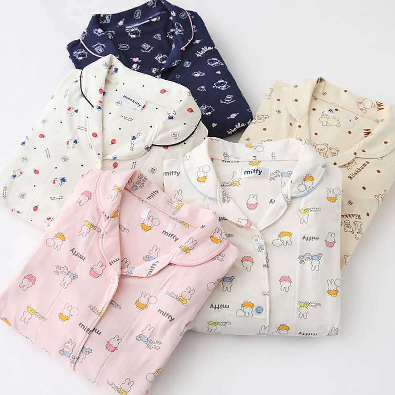 매일 싱글 봄 가을 출산 간호 세트 부드럽고 편안한 긴 감금 의류 산후 수유 잠옷 세트