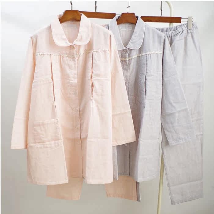 봄 여름 면 이중 거즈 산후복 중기 임산부 잠옷 산후 수유복