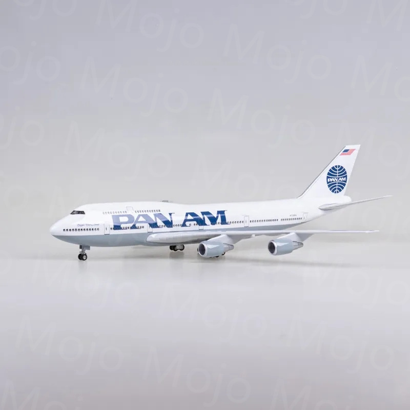 47cm 带轮子带灯 1:150 波音B747巴拿马航空客机模型飞机摆件
