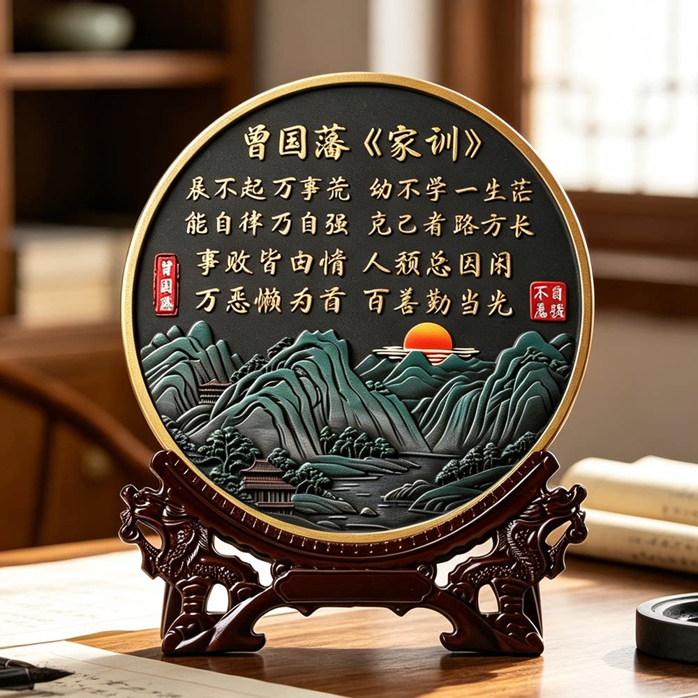 曾国藩家训晨不起万事荒励志摆件中式家居装饰品桌面工艺品书桌