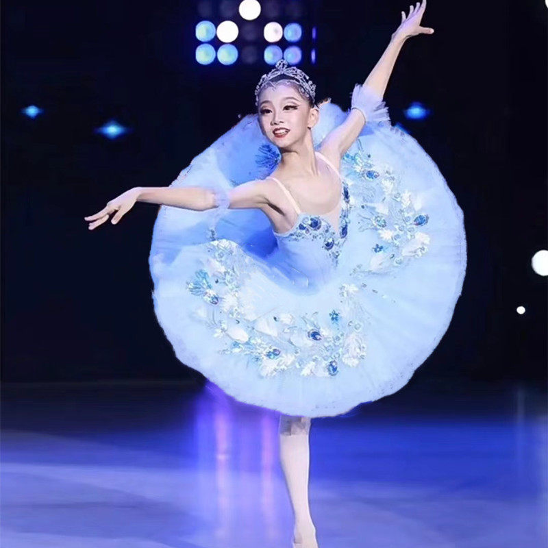 专业儿童蓝鸟芭蕾舞裙演出服女童芭蕾舞蓬蓬纱裙TUTU裙舞台服装新