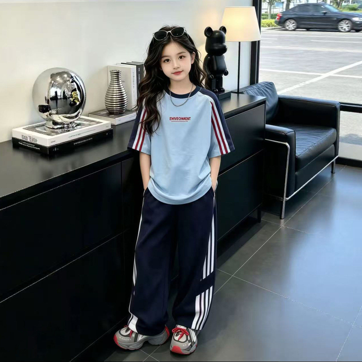 女童夏装短袖套装男童运动纯棉衣服夏季2026新款中大儿童两件套潮