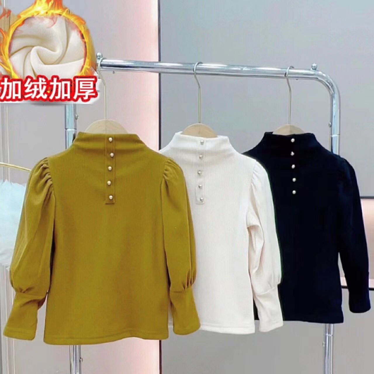 女大童打底衫加绒加厚秋冬装2025款小女孩洋气儿童设计感时尚上衣