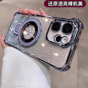 适用一加turbo6手机保护壳新款闪粉带磁吸支架Ace6t四角防摔一加13超薄1+15全包镜头ace5竞速版透明保护套至