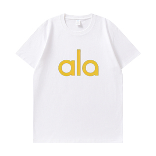 情侣T恤吸汗透气宽松型圆领字母印花休闲风上衣 奥莱精选纯棉短袖