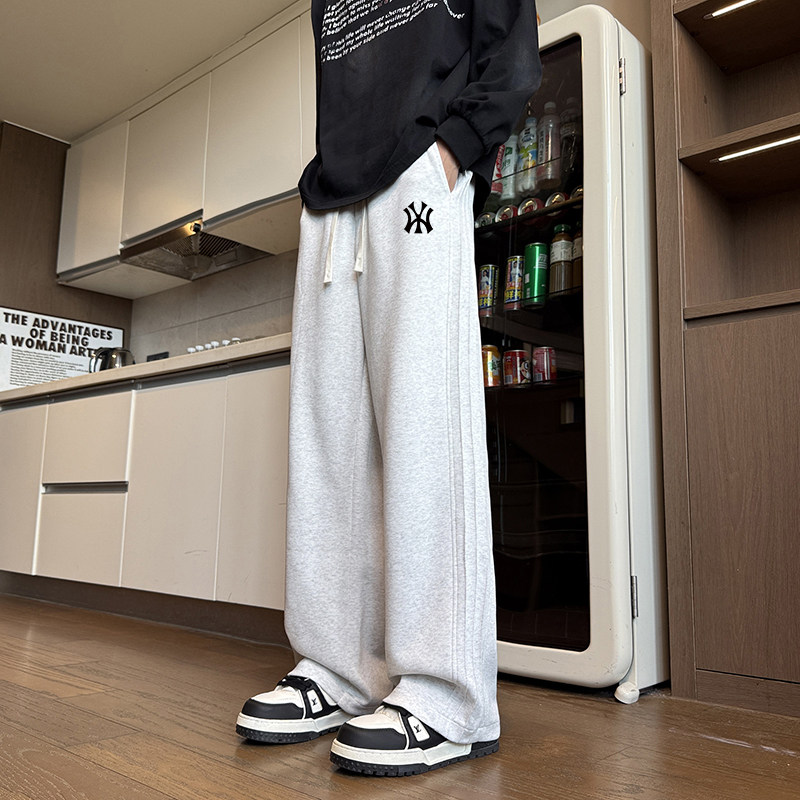 2026春季男士长裤运动棉卫裤美式高街休闲裤青少年宽松加绒直筒裤
