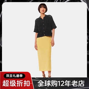 WHISTLES黑色短袖针织钩织衬衫衬衣纯色孔洞通勤气质百搭棉质