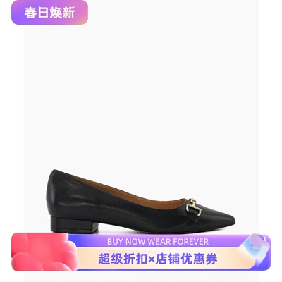 Dune黑色真皮低跟女鞋