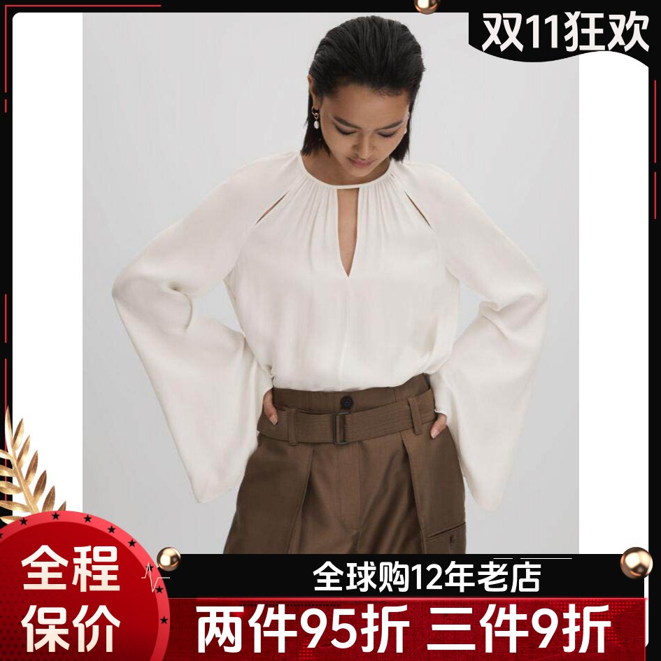 REISS白色飞飞袖衬衫优雅百搭