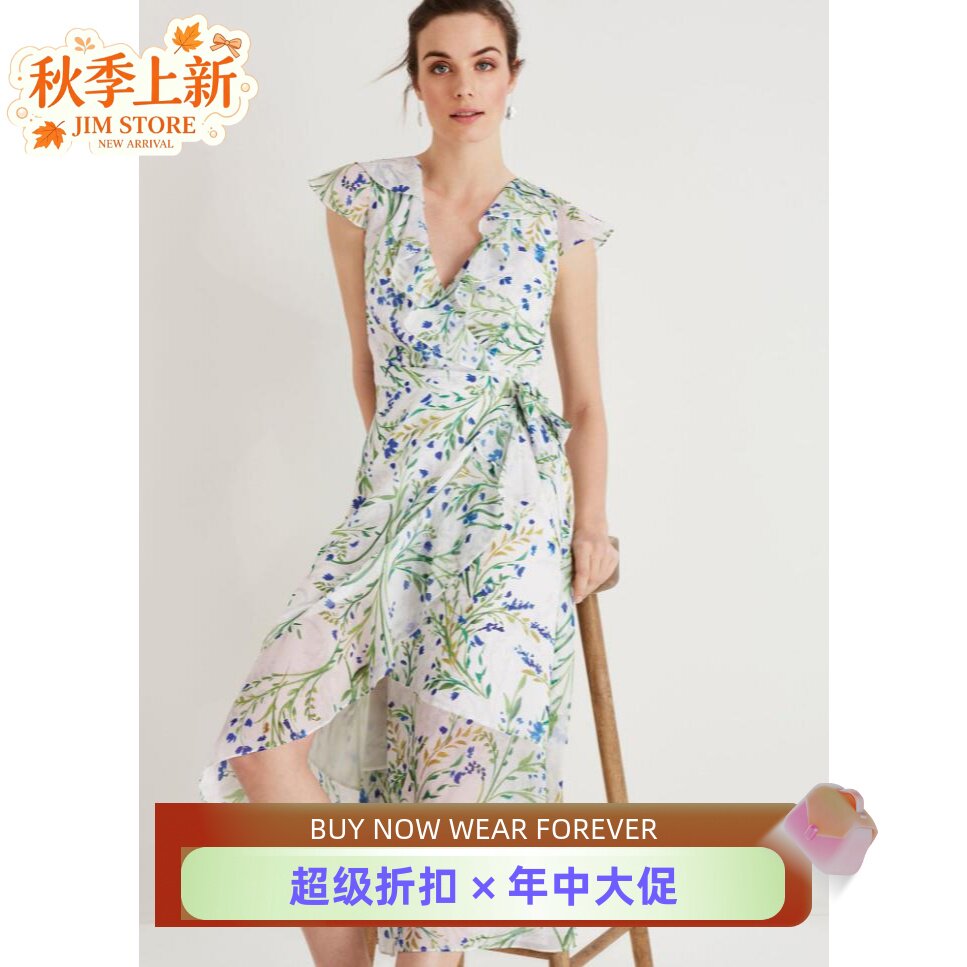phaseeight短袖雪纺连衣裙碎花