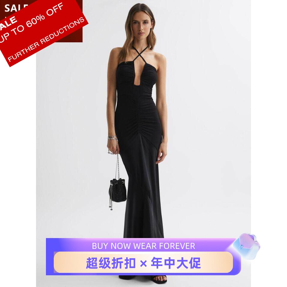 REISS挂脖吊带长裙鱼尾礼服裙