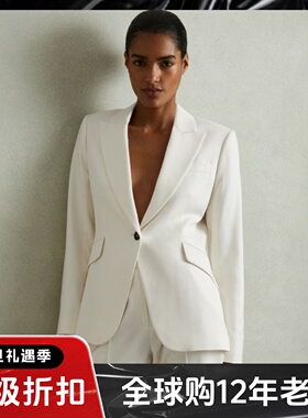REISS乳白色白色西服西装套装一粒扣修身简约淑女通勤OL干练百搭