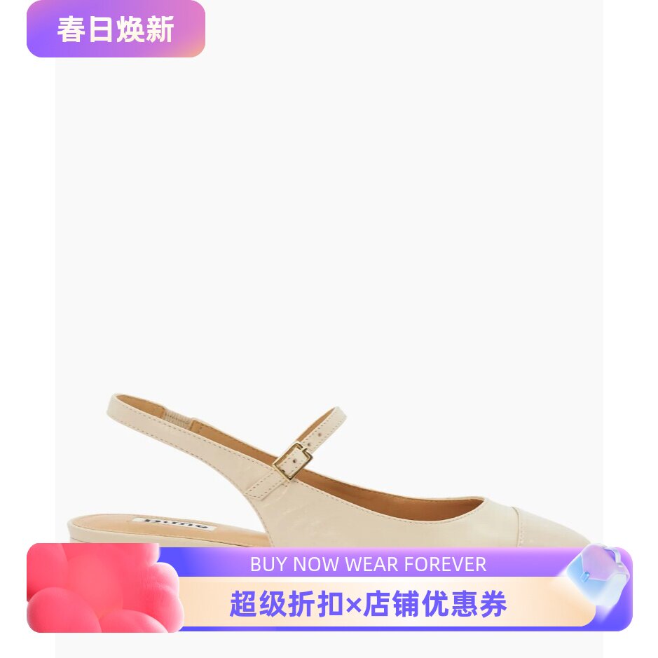 Dune London象牙白真皮高跟凉鞋绑带圆头拼接简约通勤OL淑女风