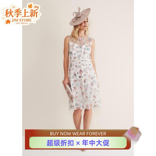 PhaseEight淡粉刺绣连衣裙