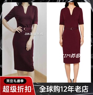 酒红优雅 裙修身 英国品牌连衣裙俞飞鸿玫瑰之战短袖 包臀裙正装