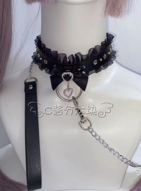 蕾丝项圈女牵引绳女朋友锁骨链链choker项链脖圈颈带男sm情侣链子