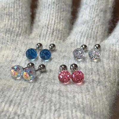 钛钢耳骨钉施家华子蹦迪球耳钉耳蜗钉睡觉免摘外螺旋螺帽穿刺饰品