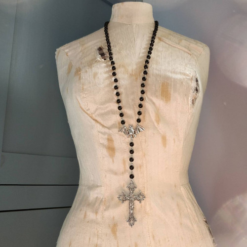 欧美甜酷少女ins小天使黑色串珠项链y2k辣妹个性小众百搭锁骨链女