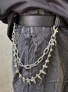 Papr美式新潮黑暗朋克金属子弹裤链挂饰两用项链先锋嘻哈裤腰链男