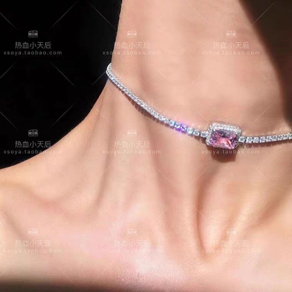 SOYA BLIGNBLING NECKLACE 红黄石 闪钻项链CHOKER