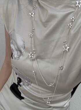 古着感繁星项链高级感小众设计双层叠戴项链女ins质感轻奢锁骨链