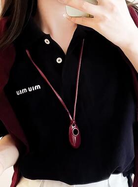 银色水滴吊坠项链女2025新款爆款卫衣链高级感长款毛衣链挂脖饰品