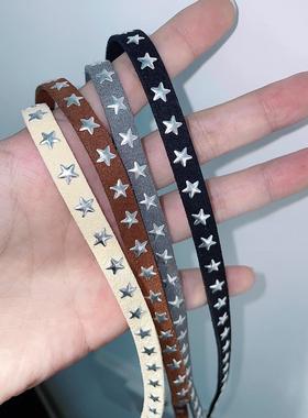 跨境哥特风星星项圈个性短款皮绳choker颈链复古小众设计感项链女